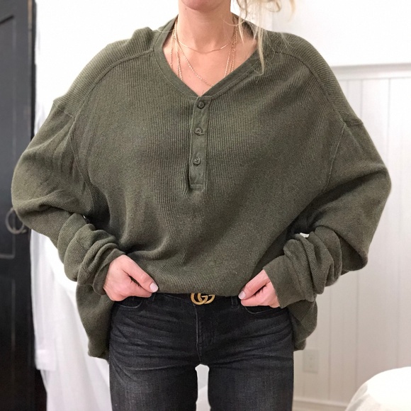 Vintage Tops - VINTAGE/ oversized thermal henley
